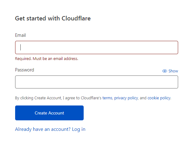 Creating a Cloudflare account - Step 2